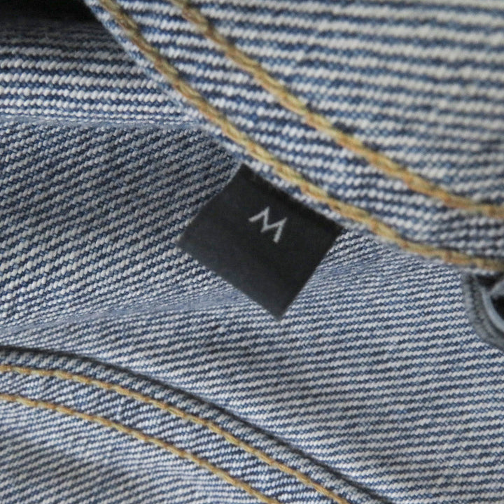 Excellent CELINE Denim Jacket Union Wash Hooded Indigo blue cotton mens M 2Q660930F