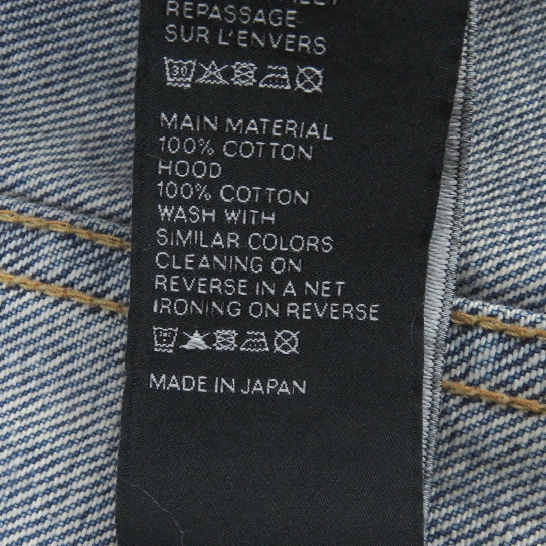 Excellent CELINE Denim Jacket Union Wash Hooded Indigo blue cotton mens M 2Q660930F