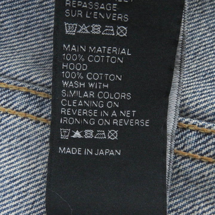 Excellent CELINE Denim Jacket Union Wash Hooded Indigo blue cotton mens M 2Q660930F