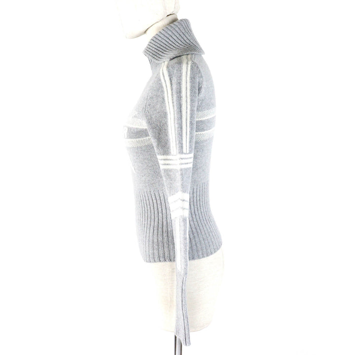 Great Christian Dior knit Star logo Stand collar Long sleeves Women 38