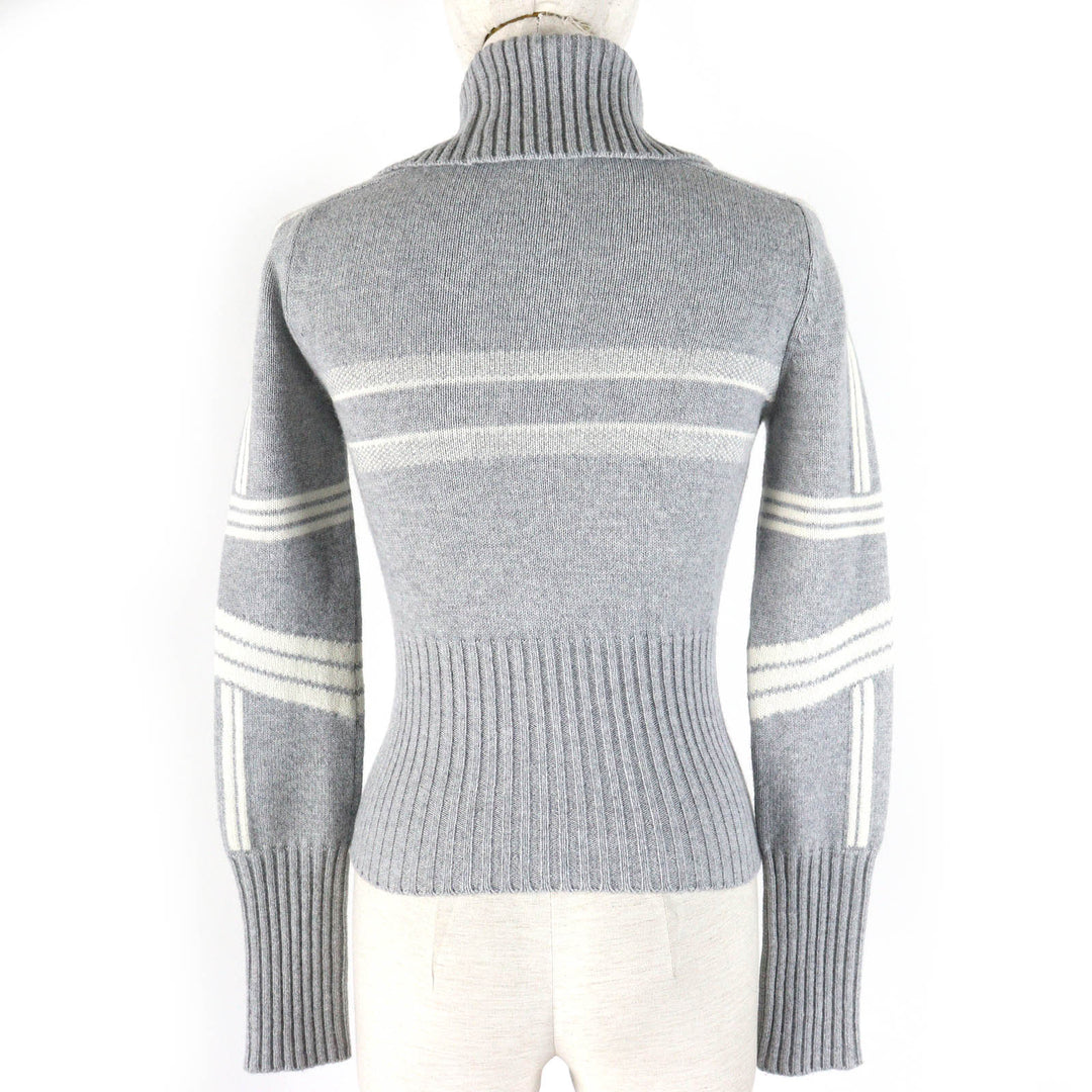 Great Christian Dior knit Star logo Stand collar Long sleeves Women 38 244S77CM134