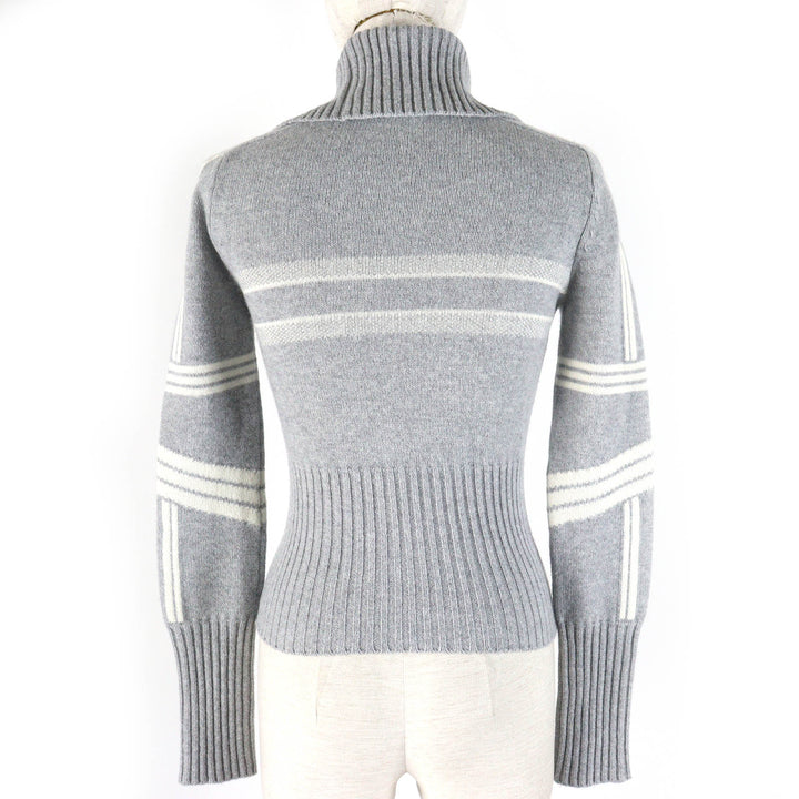 Great Christian Dior knit Star logo Stand collar Long sleeves Women 38 244S77CM134