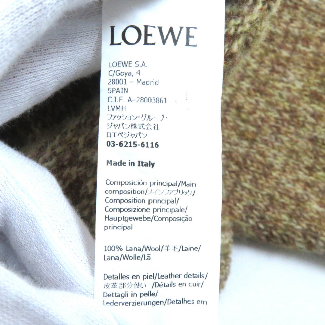 Excellent LOEWE sweater Anagram leather patch cropped knit Brown wool Women S