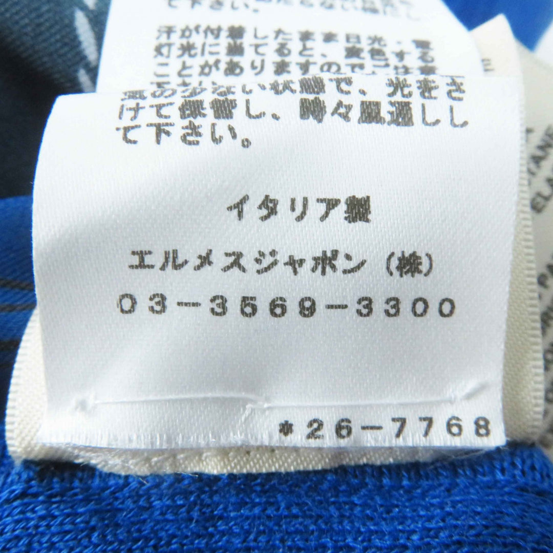 Pristine HERMES knit Twill Laine Tattersall Zigzag blue silk Women 38 2E2808DN
