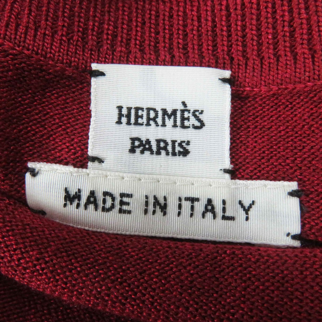 Excellent HERMES knit Chne Dunkel Bordeaux silk Women 38 3E2614D3