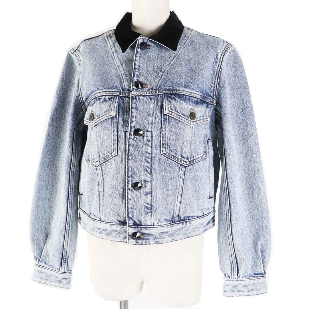 LOUIS VUITTON Denim Jacket velvet accent denim jacket blue Women 36 1AFEPI