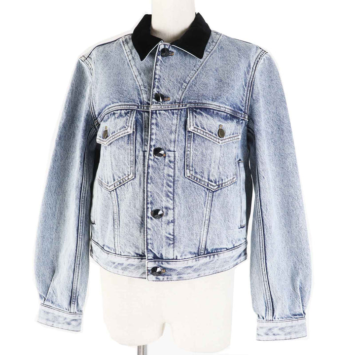 LOUIS VUITTON Denim Jacket velvet accent denim jacket blue Women 36 1AFEPI