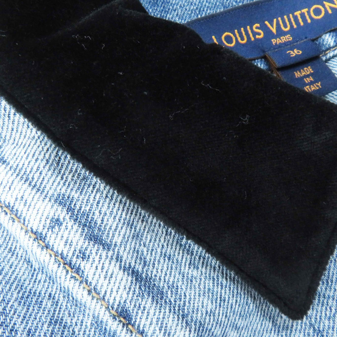 LOUIS VUITTON Denim Jacket velvet accent denim jacket blue Women 36 1AFEPI