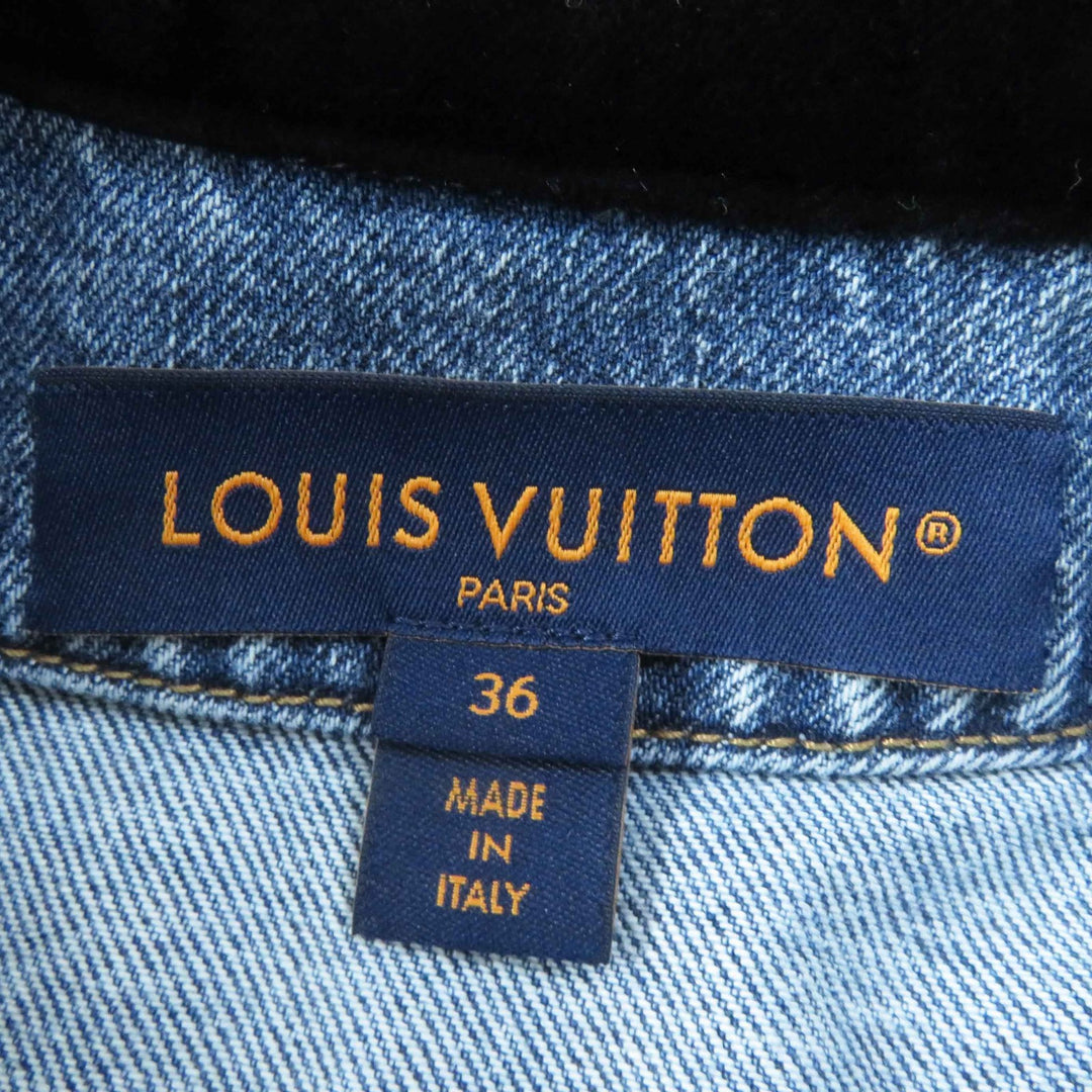 LOUIS VUITTON Denim Jacket velvet accent denim jacket blue Women 36 1AFEPI