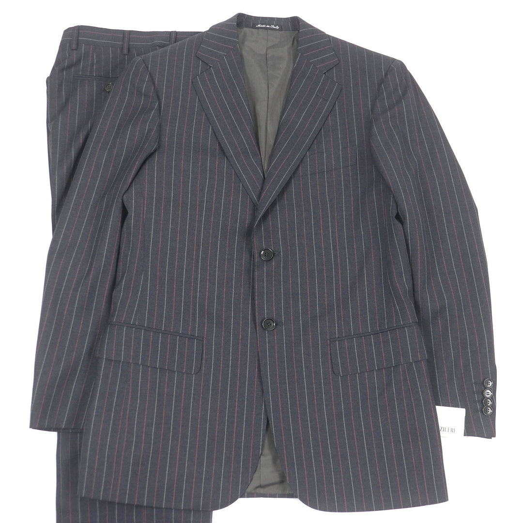 Excellent PAL ZILERI suit stripe single Dark gray wool mens 46