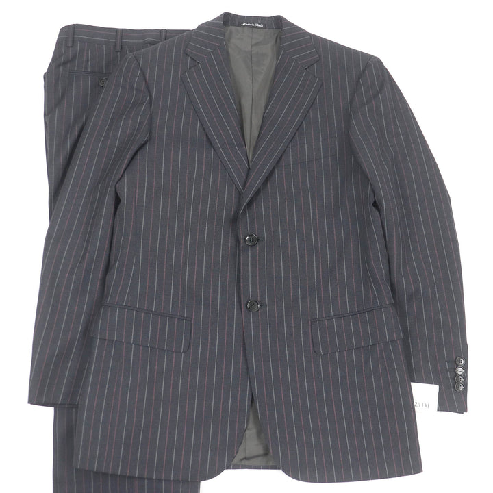 Excellent PAL ZILERI suit stripe single Dark gray wool mens 46