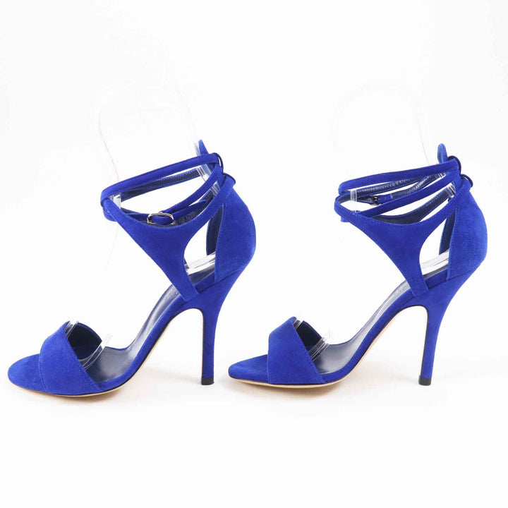Pristine HERMES Sandals With Strap blue Suede leather Women 35.5