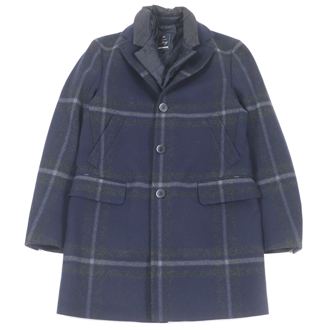 Excellent Fay Chester coat Navy Virgin wool mens S