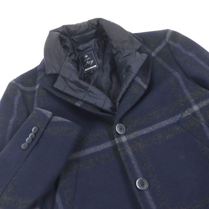 Excellent Fay Chester coat Navy Virgin wool mens S