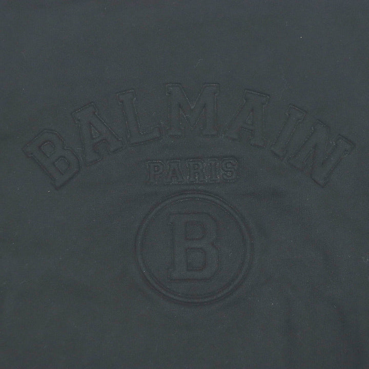 Great BALMAIN sweat Logo embossed crew neck sweatshirt black cotton mens S