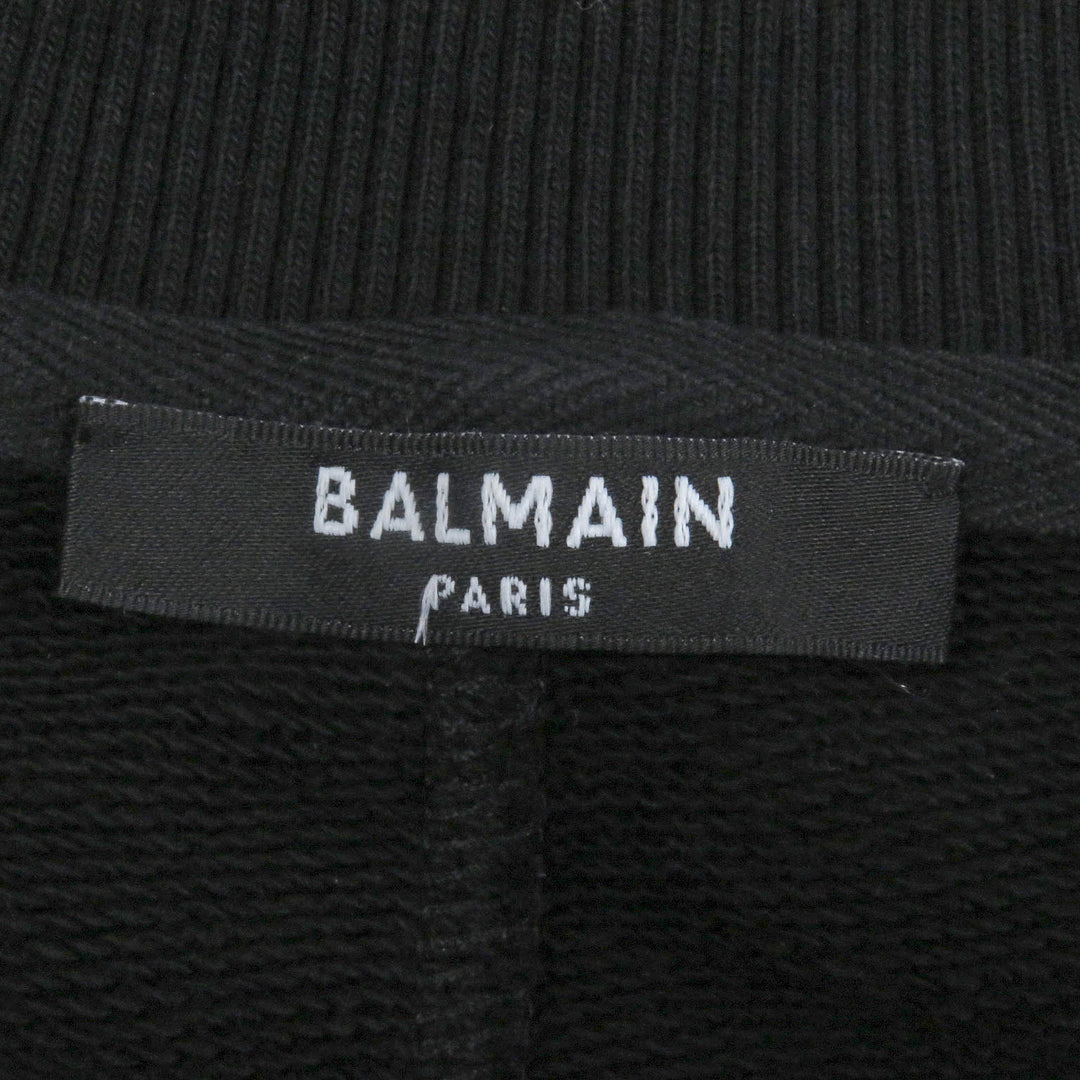 Great BALMAIN sweat Logo embossed crew neck sweatshirt black cotton mens S