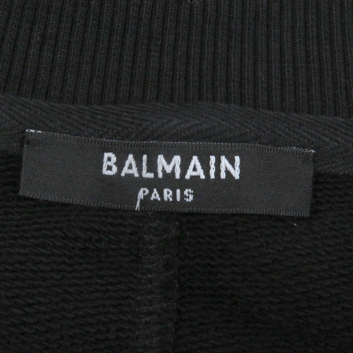 Great BALMAIN sweat Logo embossed crew neck sweatshirt black cotton mens S