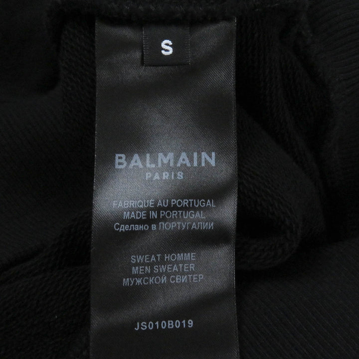 Great BALMAIN sweat Logo embossed crew neck sweatshirt black cotton mens S