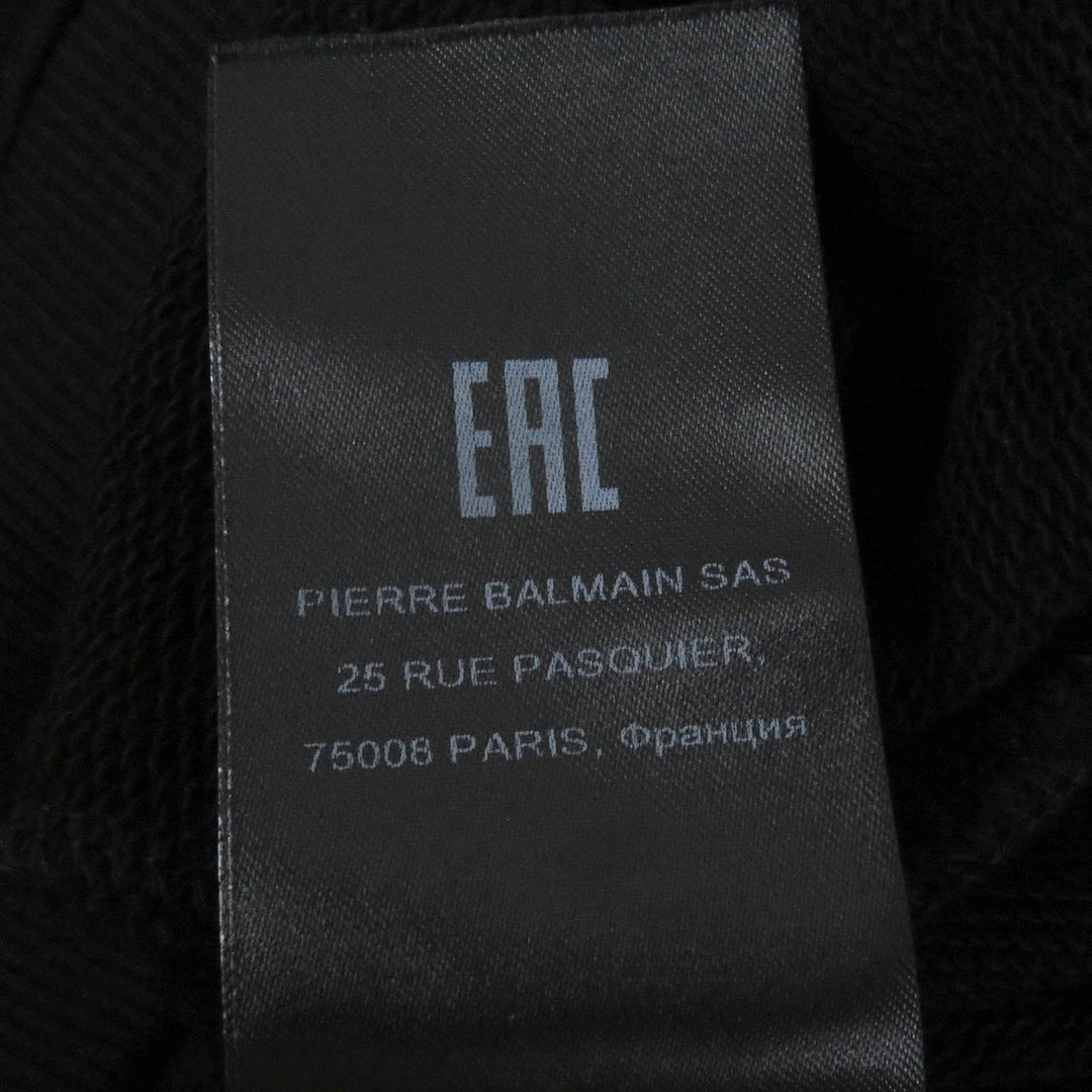 Great BALMAIN sweat Logo embossed crew neck sweatshirt black cotton mens S
