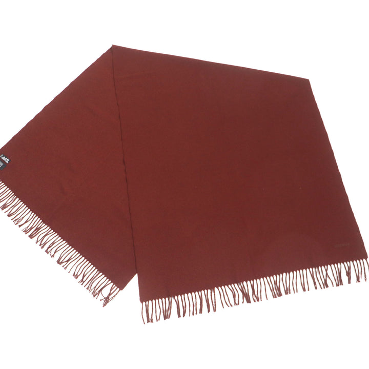 HERMES Scarf Large scarf with embroidered logo and fringe Redbrown cashmere mens