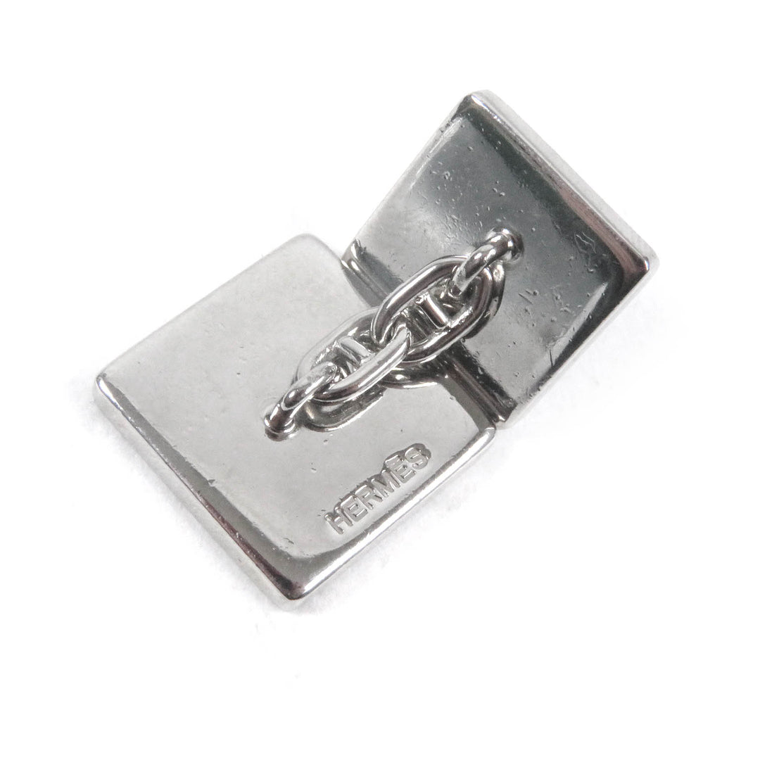 Great HERMES Cufflinks cufflinks Square Shape Chaine Dunk Silver Red mens