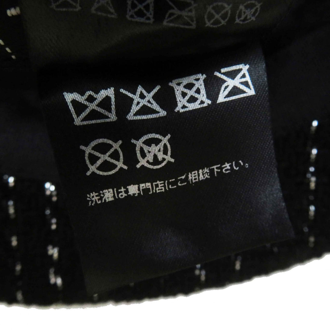 Excellent CHANEL Casquette Tweed with COCO Mark Black Silver cotton Women M 23P
