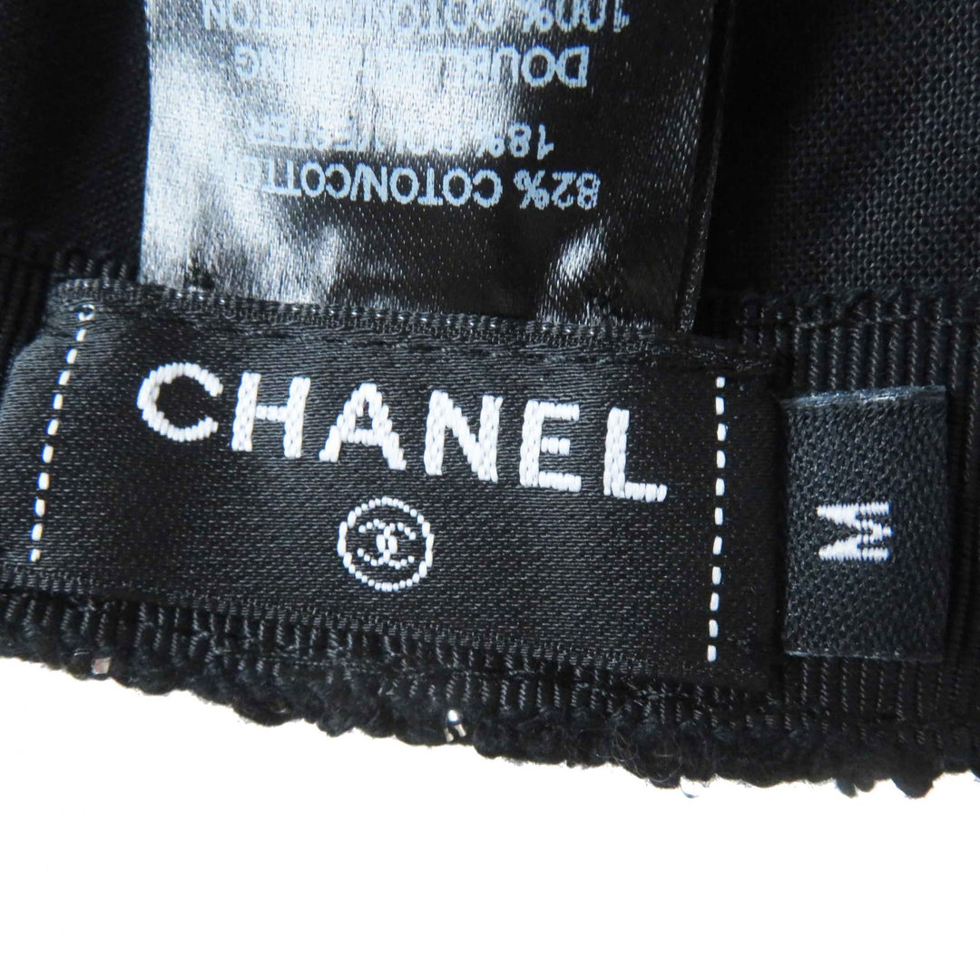 Excellent CHANEL Casquette Tweed with COCO Mark Black Silver cotton Women M 23P