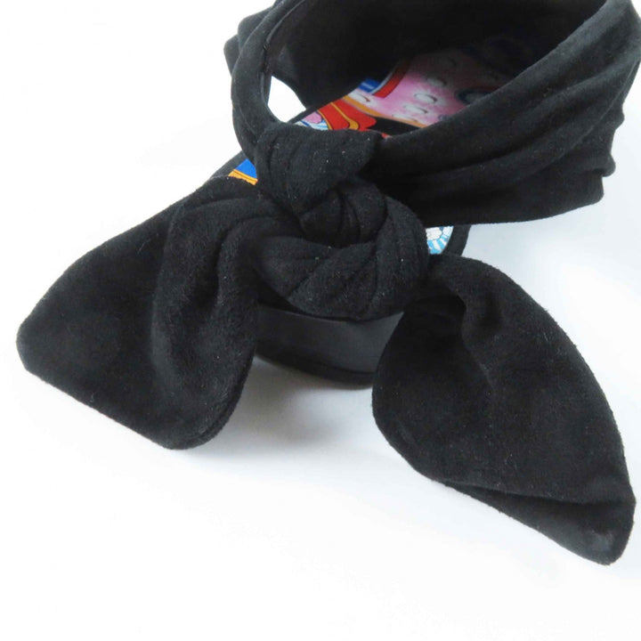 Great HERMES pumps Back ribbon pointed toe black Suede leather Women 36 221013Z