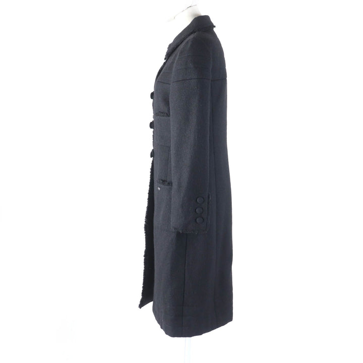 Excellent CHANEL coat With logo cut off black wool Women 36 P28956 06A