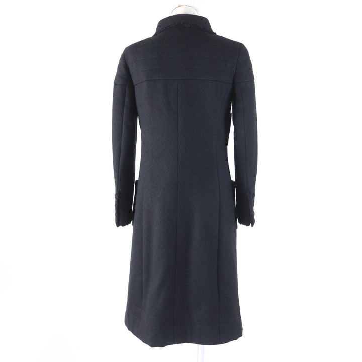 Excellent CHANEL coat With logo cut off black wool Women 36 P28956 06A