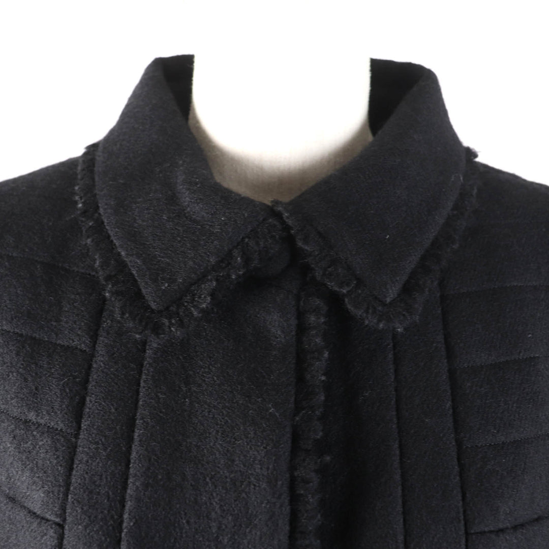 Excellent CHANEL coat With logo cut off black wool Women 36 P28956 06A