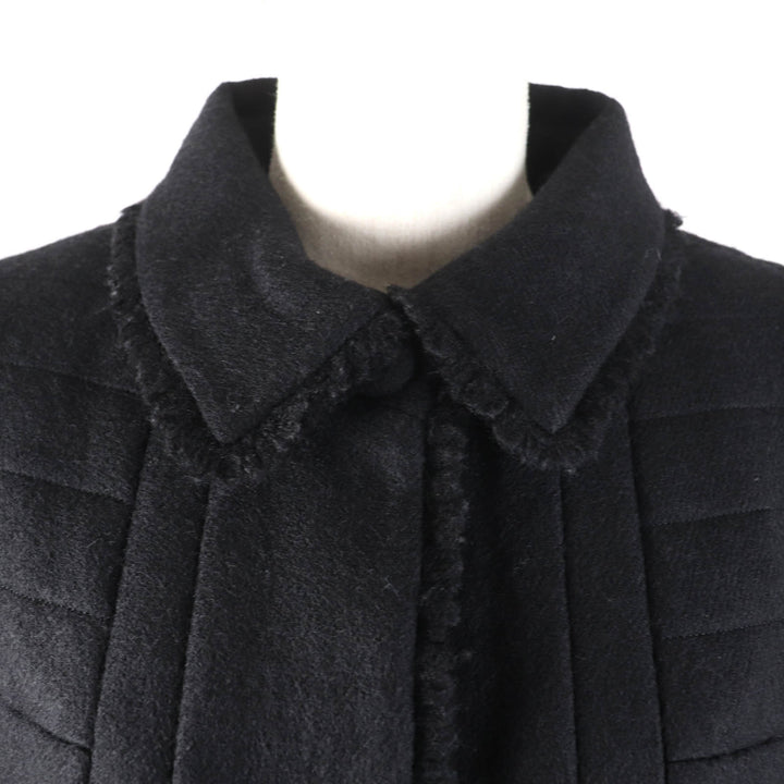 Excellent CHANEL coat With logo cut off black wool Women 36 P28956 06A