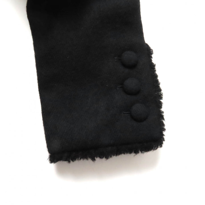Excellent CHANEL coat With logo cut off black wool Women 36 P28956 06A
