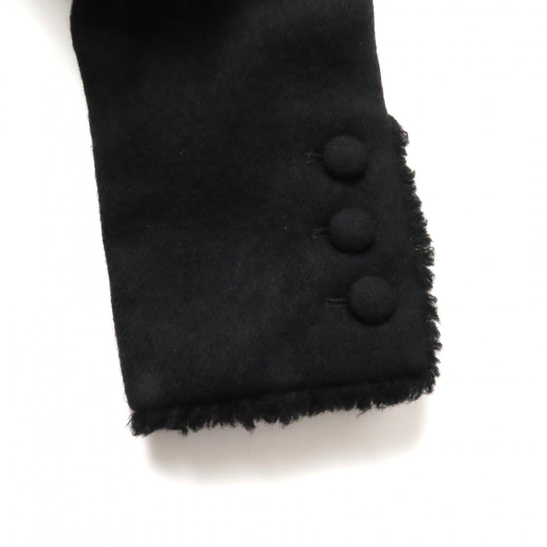 Excellent CHANEL coat With logo cut off black wool Women 36 P28956 06A