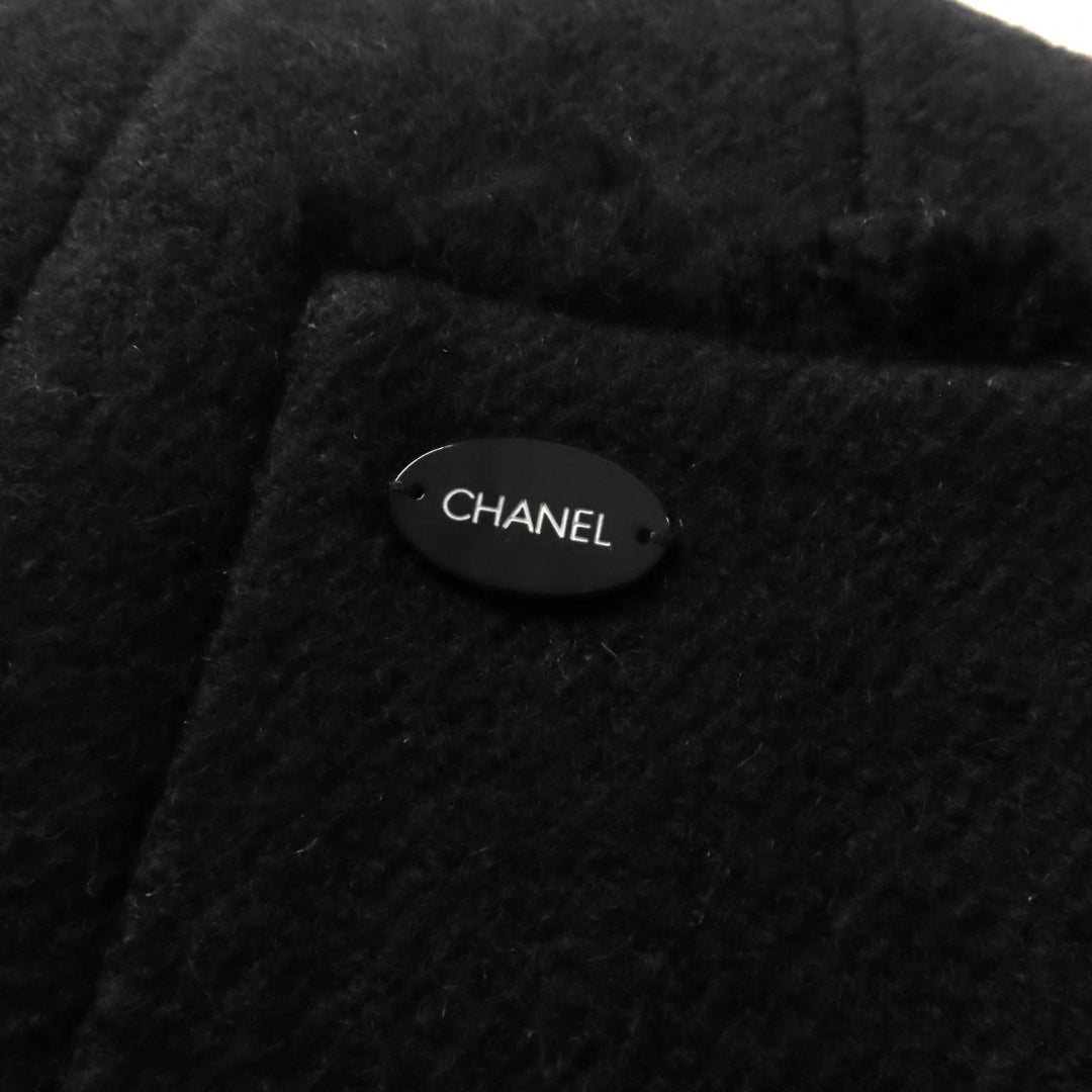 Excellent CHANEL coat With logo cut off black wool Women 36 P28956 06A