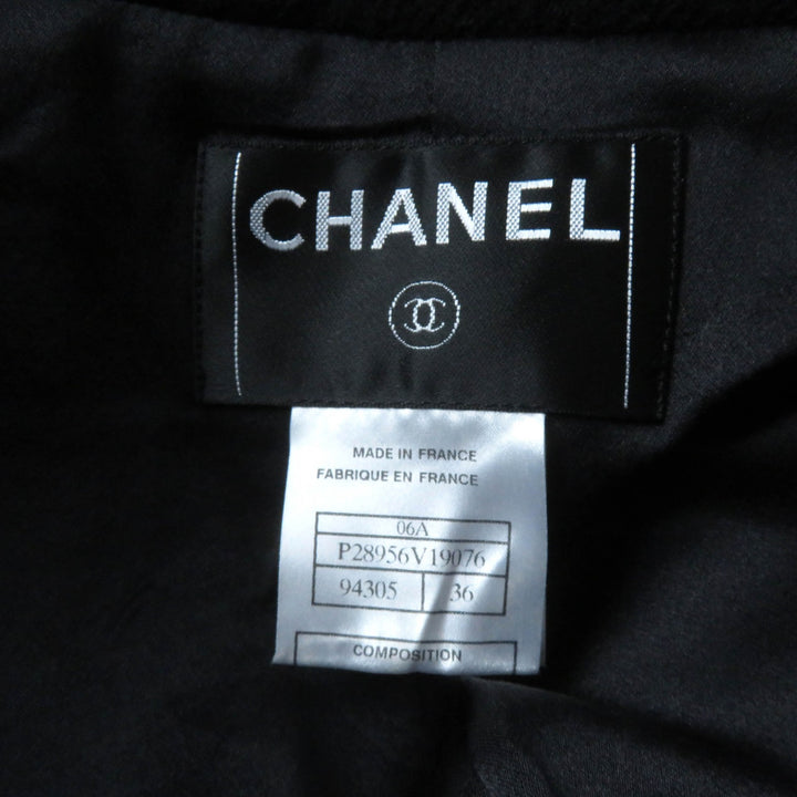 Excellent CHANEL coat With logo cut off black wool Women 36 P28956 06A