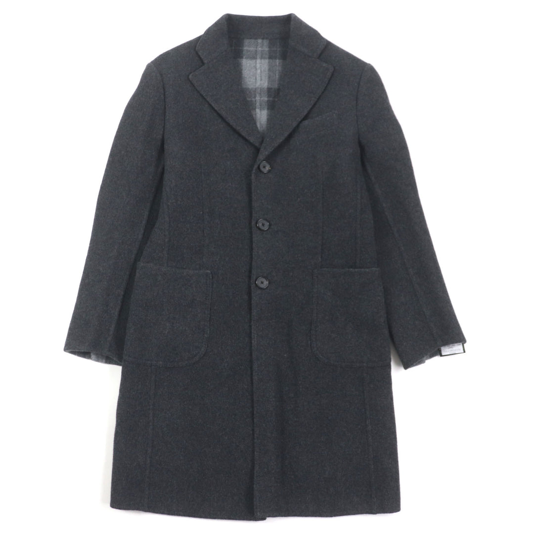 Pristine TITO ALLEGRETTO Chester coat Lining Check Pattern Single Dark gray wool mens 44