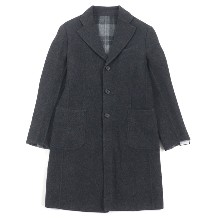Pristine TITO ALLEGRETTO Chester coat Lining Check Pattern Single Dark gray wool mens 44