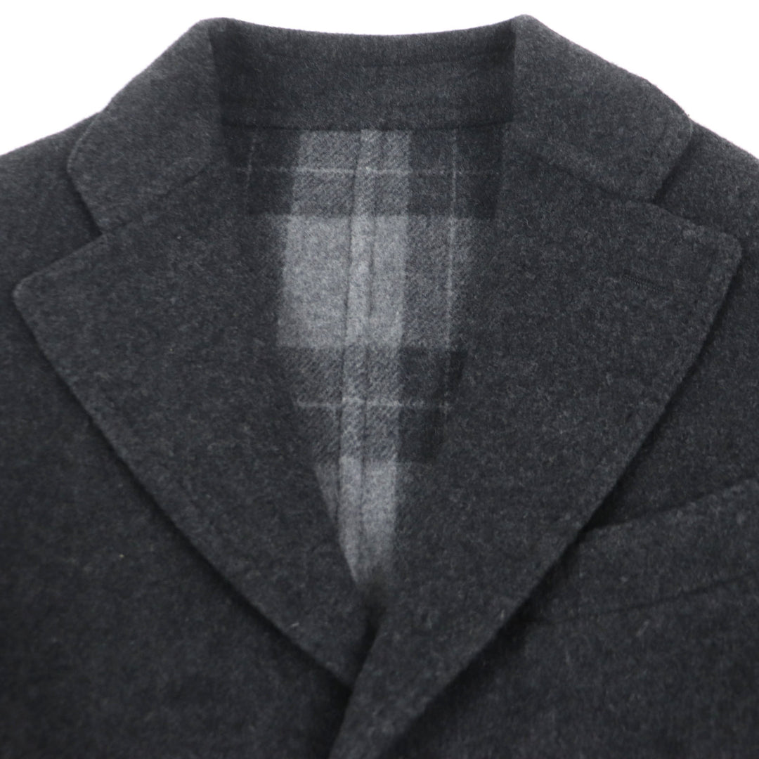 Pristine TITO ALLEGRETTO Chester coat Lining Check Pattern Single Dark gray wool mens 44