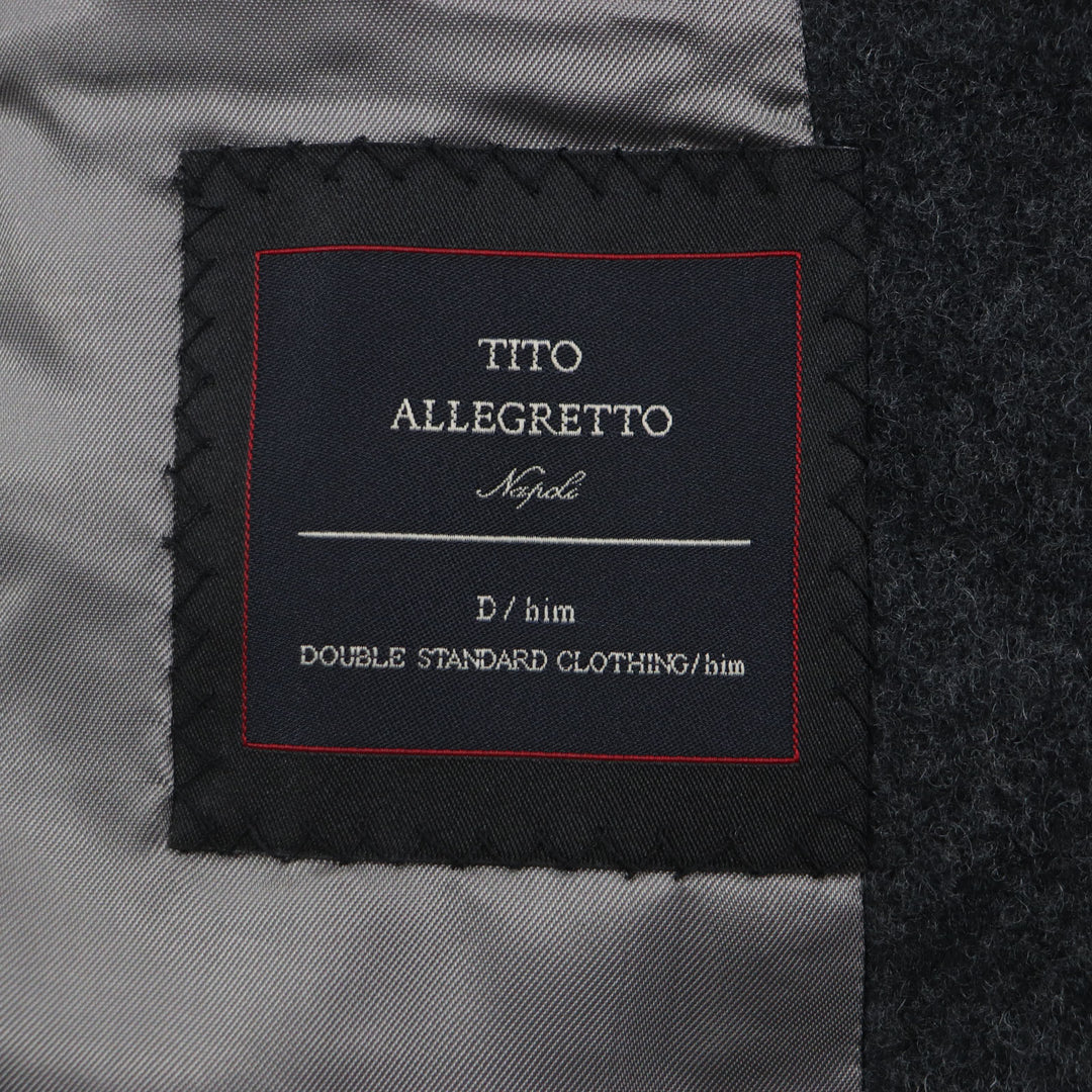Pristine TITO ALLEGRETTO Chester coat Lining Check Pattern Single Dark gray wool mens 44