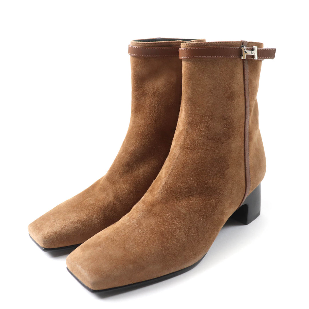 Excellent HERMES short boots attached Leather Sidezip Suede leather 35 232082Z