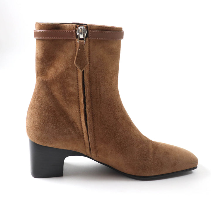Excellent HERMES short boots attached Leather Sidezip Brown Suede leather Women 35 232082Z