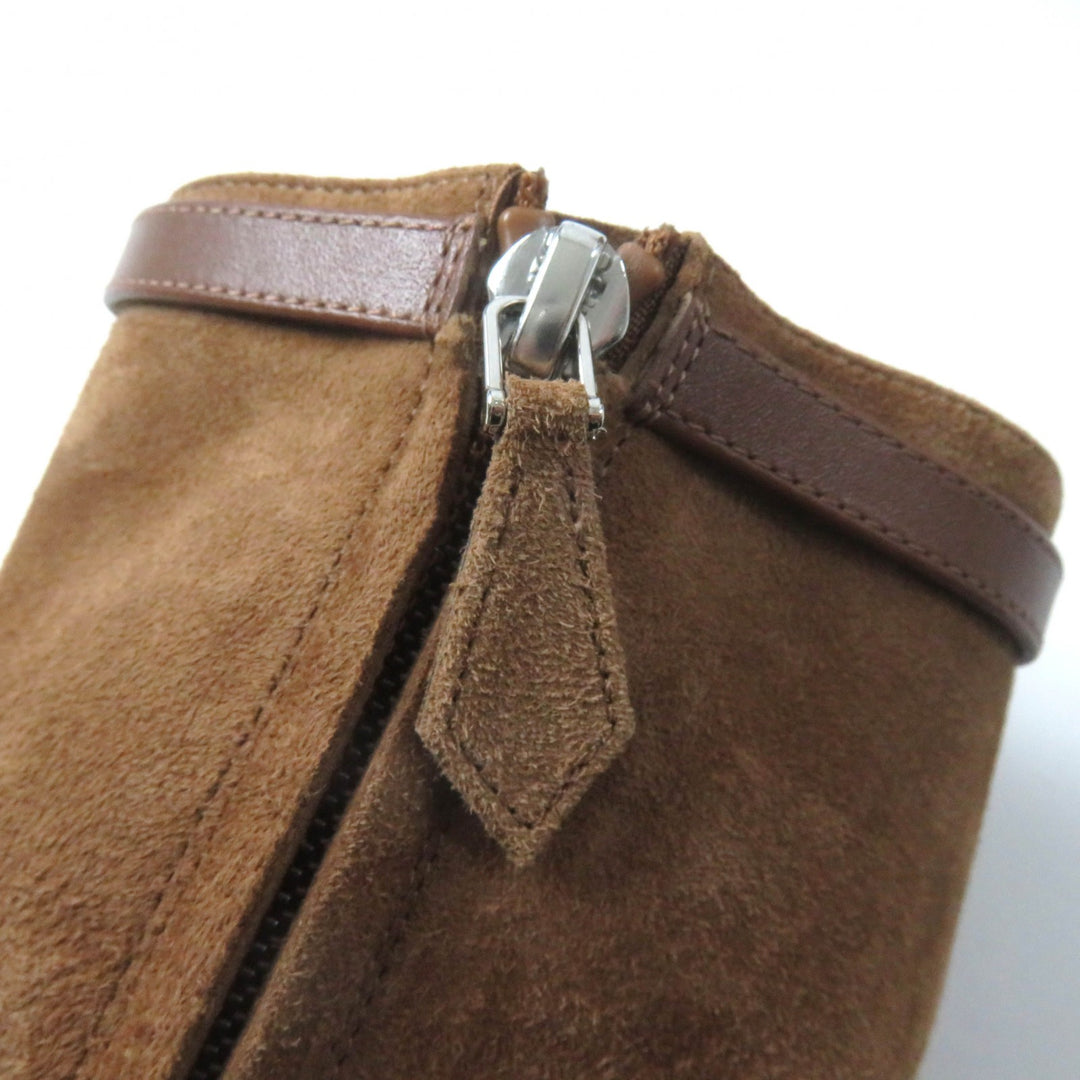 Excellent HERMES short boots attached Leather Sidezip Brown Suede leather Women 35 232082Z