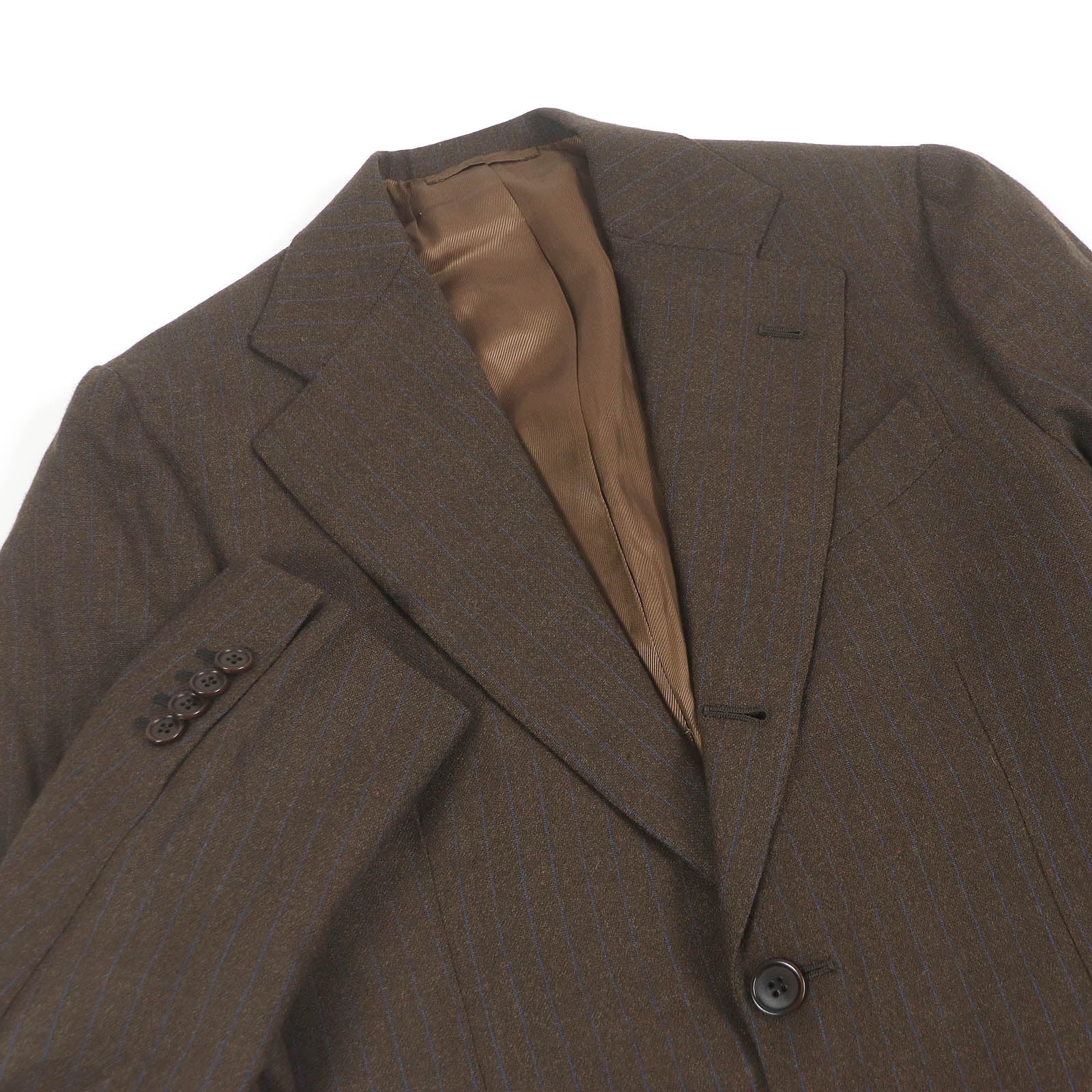 Excellent LUCA GRASSIA suit stripe single Brown wool mens 44