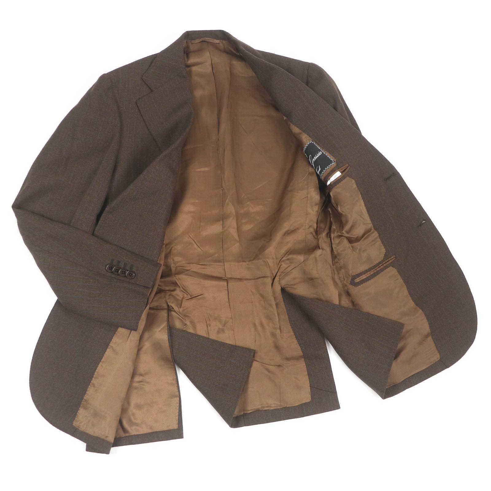 Luca grassia 44 ダブルスーツ Excellent LUCA GRASSIA suit stripe single Brown wool mens 44