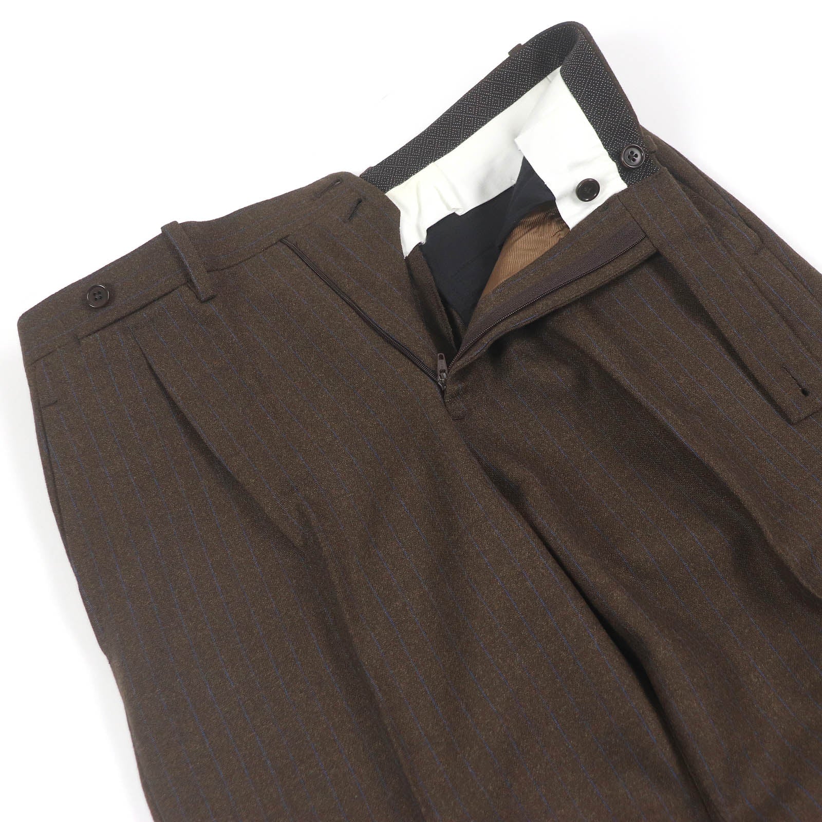 Excellent LUCA GRASSIA suit stripe single Brown wool mens 44