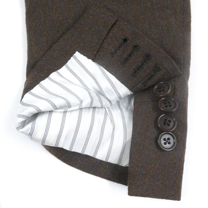 Excellent LUCA GRASSIA suit stripe single Brown wool mens 44