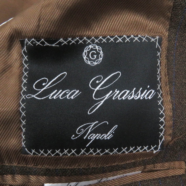 Excellent LUCA GRASSIA suit stripe single Brown wool mens 44