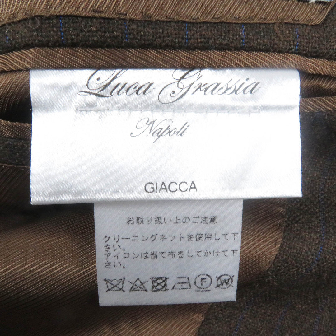 Excellent LUCA GRASSIA suit stripe single Brown wool mens 44