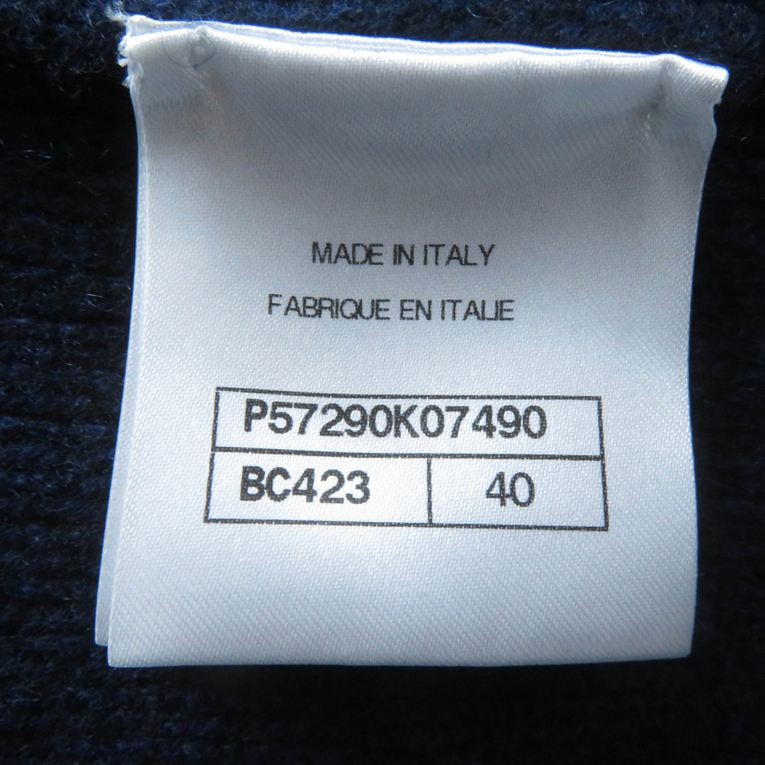 Pristine CHANEL coat GABRIELLE COCO belted knit Navy cashmere Women 40 17B